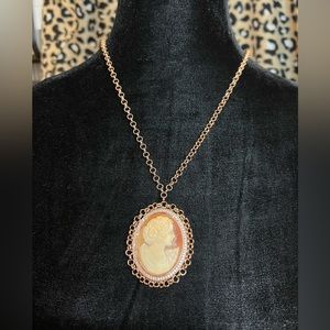 Amedeo NYC Cameo Medallion 21” Necklace